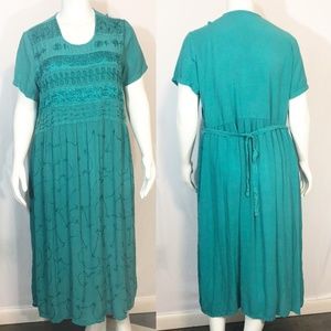 Naqui Embroidered Crinkle Boho Maxi Dress